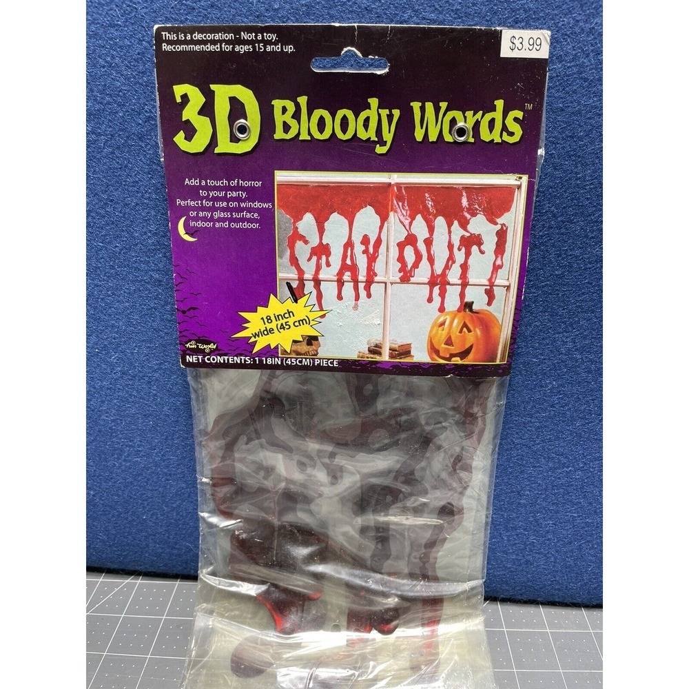 Fun World‎ Stay Out 3D Drips of Blood Bloody Word Halloween Window Haunted House